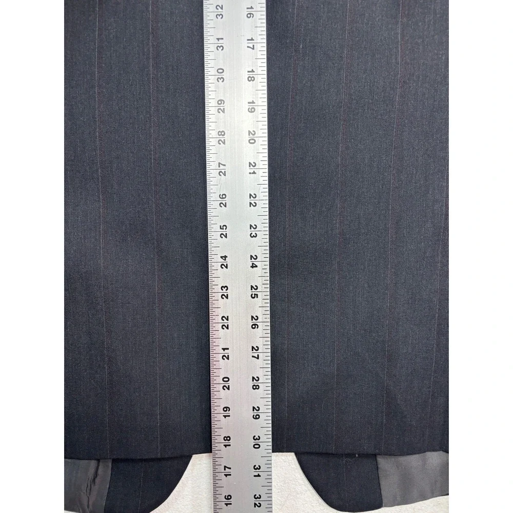 vtg 90s Mappelli di Milano 43R 35x30 Charcoal Burgundy Stripe 2pc Pant Suit Wool